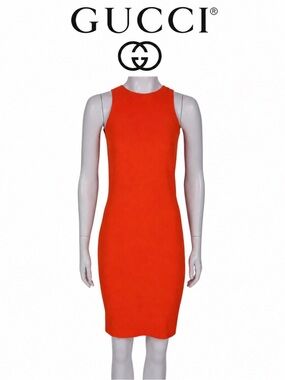 Gucci Vibrant Orange Sleeveless Midi Dress